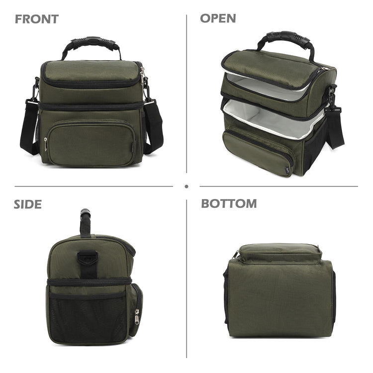 Double Layer Cooler Insulated Lunch Bag Adult Lunch Box Large Tote Bag for Men (2 Count)