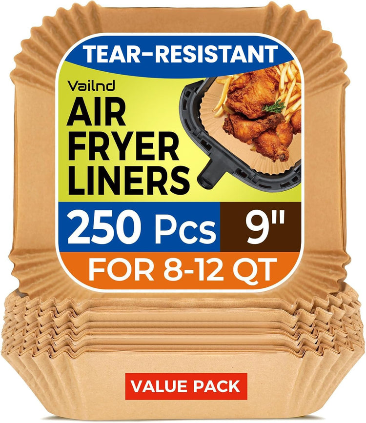 250 Pcs 9" Square Air Fryer Liners Disposable for 8 (125 Count)