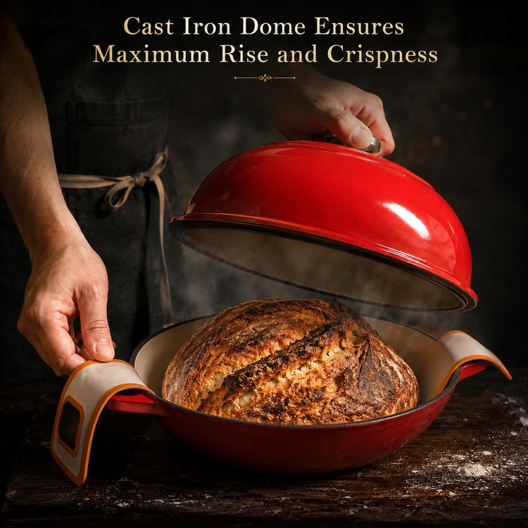6QT Enameled Cast Iron Dutch Oven for Sourdough Bread Baking