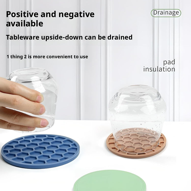5-Piece Silicone Coasters Set with Holder - 3.9“ Non-Slip & Anti-Overflow Design for Hot/Cold Drinks | Thickened Kitchen & Living Room Decor, Housewarming Gifts for Men (Coffee, Beer, All Cup Types)