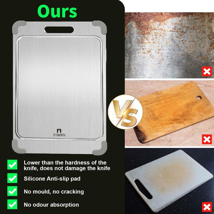 18*12" Pure Titanium Cutting Board with Groove and Silicone Corner