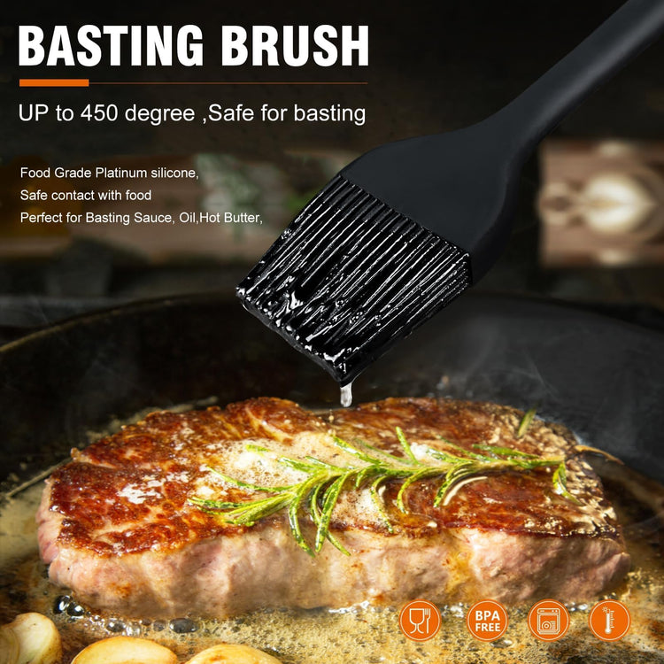 Pastry Brush 600℉ Heat Resistant Silicone Basting Small Brush For Baking Cooking BBQ Kitchen king (2 Count)