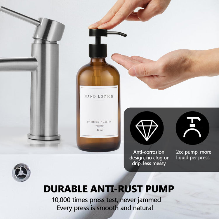 Amber Glass Soap Dispenser (2 Count)