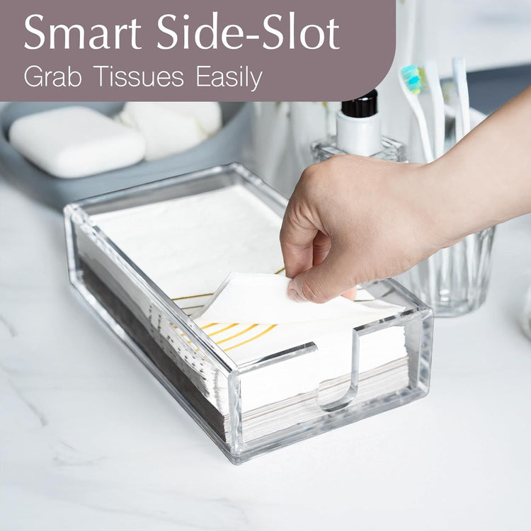 Acrylic Napkin Holder for Bathroom with Non Slip Pads Clear Paper Towel Holders for Kitchen with Rounded Corners Disposable Guest Hand Towel Tray Horizontal Trays 9.1x4.9x2.1