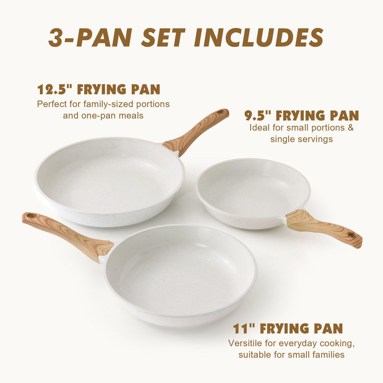 Ceramic Nonstick Frying Pan Skillets (3 Count)