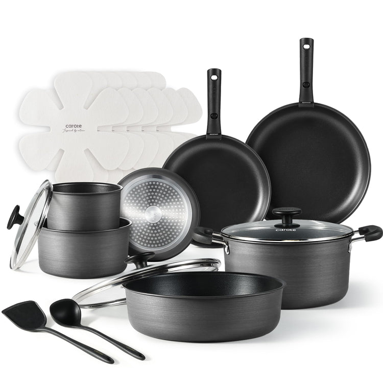 20pcs 4 Ply Premium Hard Anodized Pots and Pans Set Non Stick with Detachable Handle
