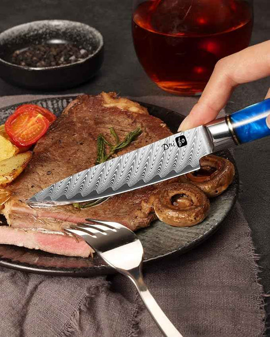 Kitchen Utility Knife 5 Inch, Japanese VG10 Steel Damascus Paring knife, Small Kitchen chef Knife with Gift Box and Resin Wood Handle, Ideal Birthday Gift for Men and Women