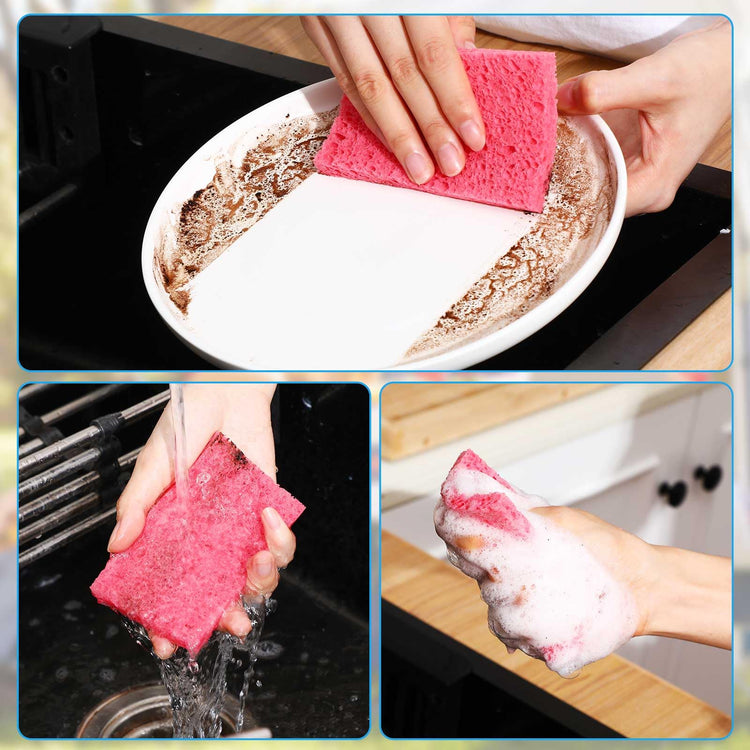 200 Pieces Compressed Wood Pulp Dish Sponges for Kitchen
