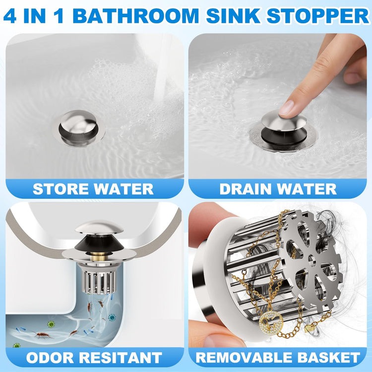 Universal 3 in 1 Bathroom Sink Drain Strainer