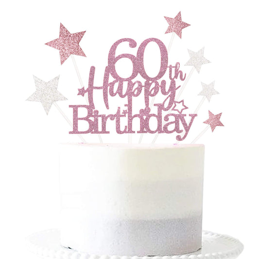 Rose Gold 60th Birthday Cake Topper (7 Count)