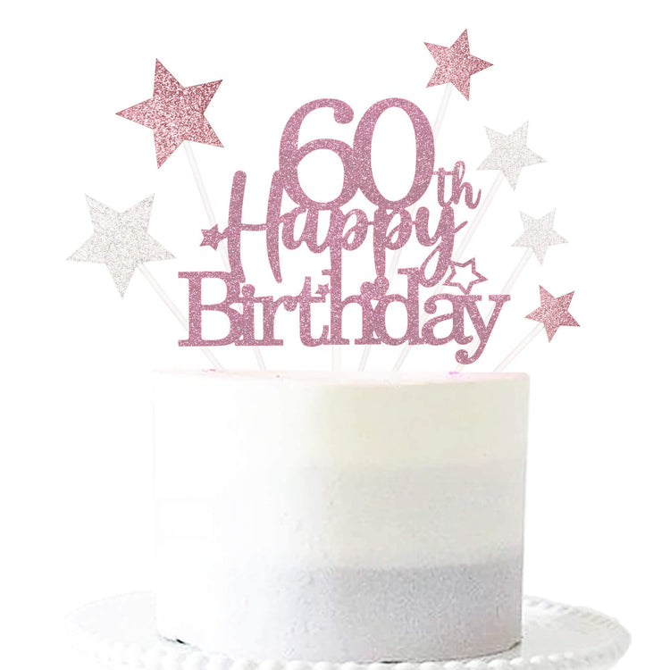 Rose Gold 60th Birthday Cake Topper (7 Count)