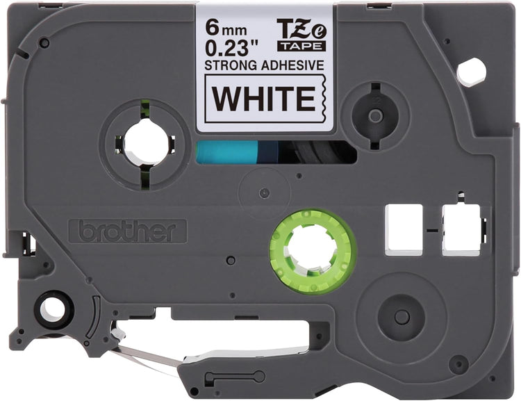 Brother Genuine P-Touch TZe Black Print on White Label Tape (TZeS211), Strong Adhesive Laminated,1/4in x 26.2ft (6mm x 8m), for Select P-Touch Label Makers, Water-Resistant, Extra Strength