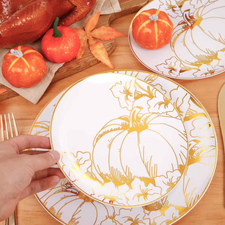 60PCS Thanksgiving Plates & Gold Pumpkin Plates (60 Count)