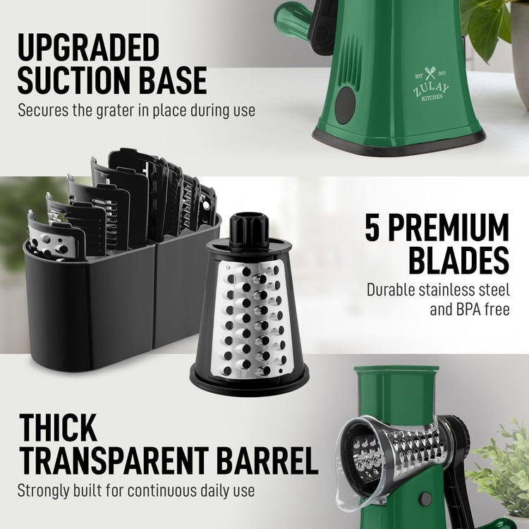 Rotary Cheese Grater 5 Blade Cheese Shredder