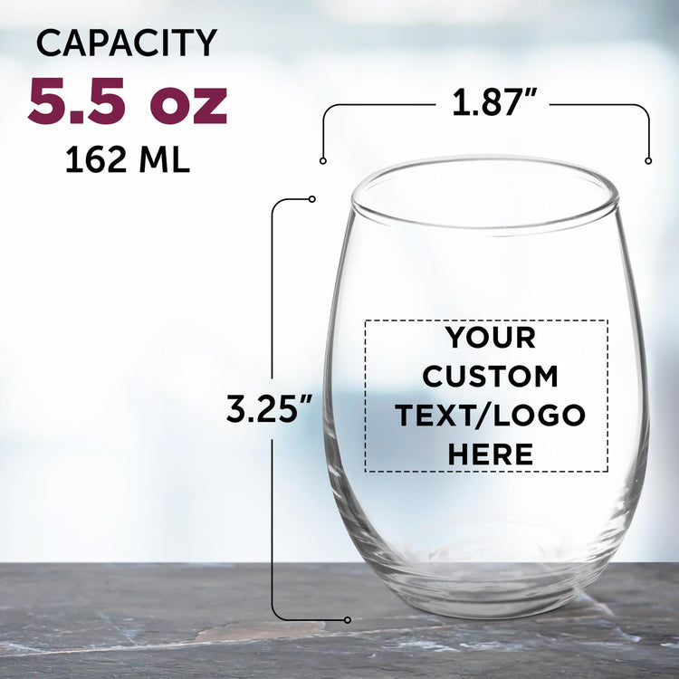 Custom Stemless Wine Glasses by ARC 5.5 oz Set of 12 (100 Count)