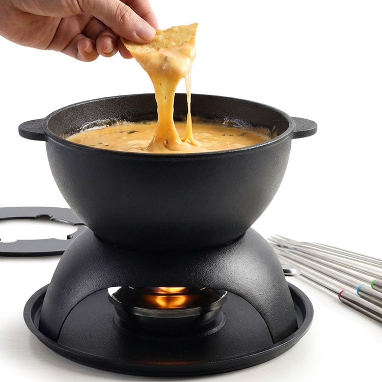 Cast Iron Cheese Fondue Pot Set for 4