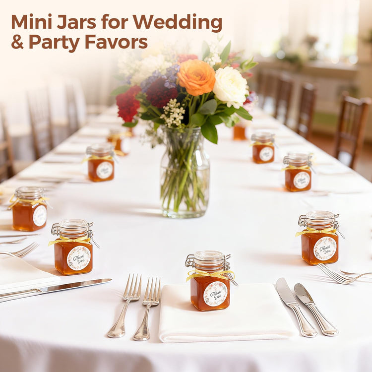 Square Small Glass Spice Jars with Airtight Lids 4 oz 12 Pack Pantry (12 Count)