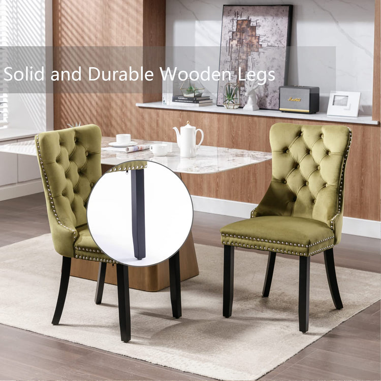 Olive Green Velvet Dining Chairs Set of 6 (6 Count)