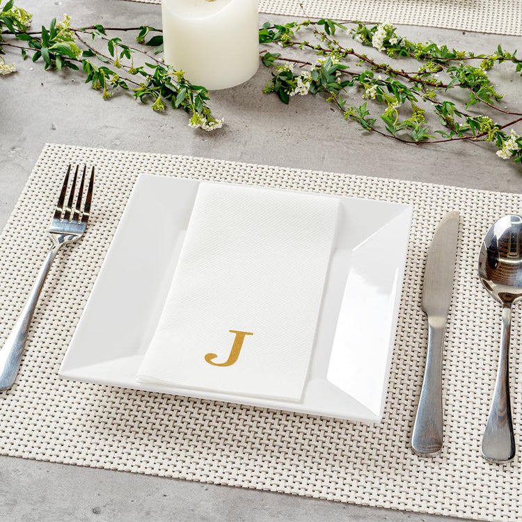 Paper Rectangle Gold Letter J Linen (2000 Count)
