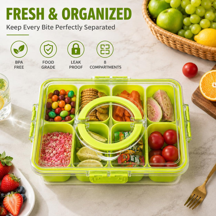 Divided Serving Tray with Lid and Handle