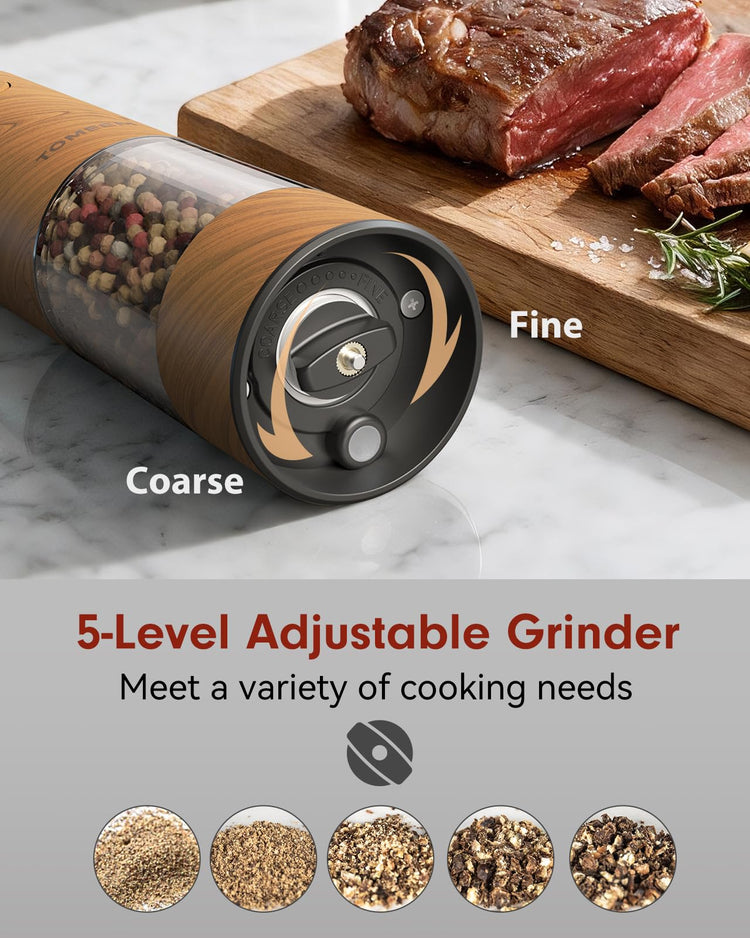 Larger Capacity Rechargeable Electric Salt and Pepper Grinder Set