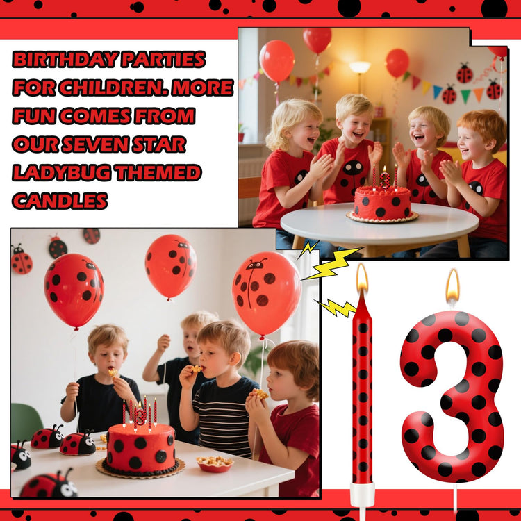 13PCS Ladybug Theme Birthday Candles Set (13 Count)