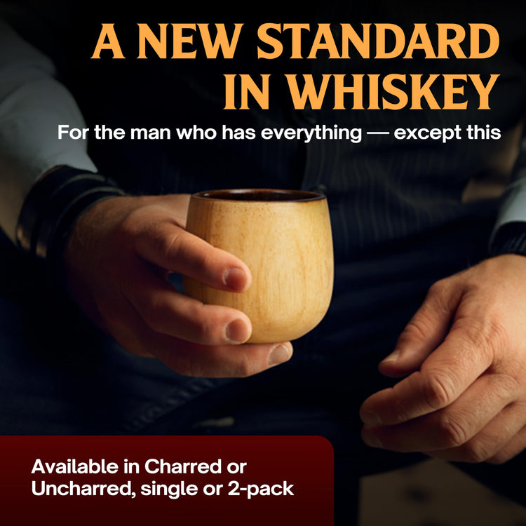 The Original Charred Wooden Bourbon Drinking Glass Bourbon Gifts for Men (2 Count)