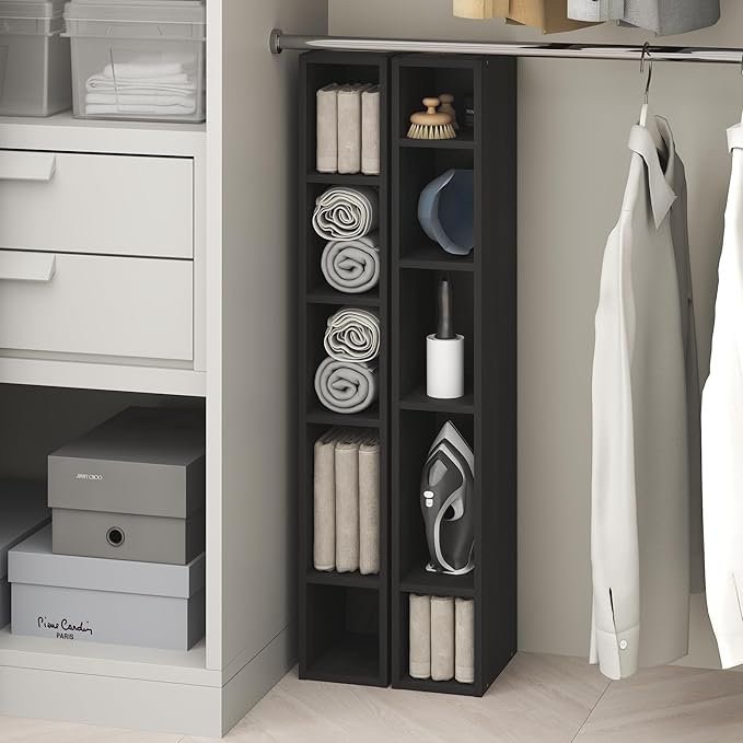 Furinno Fulda 10-Tier Closet Organizers and Storage, Open Shelf, Storage Organizer, 6-Inch Width, for Closet, Bedroom, Blackwood