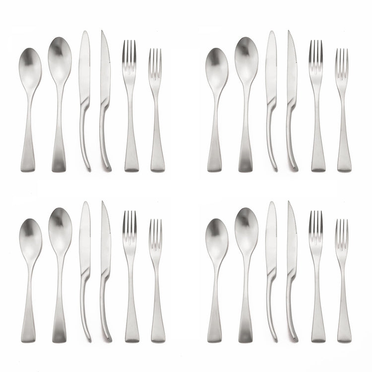 Luxury 304 Stainless Steel Matte Silver Cutlery Flatware Set