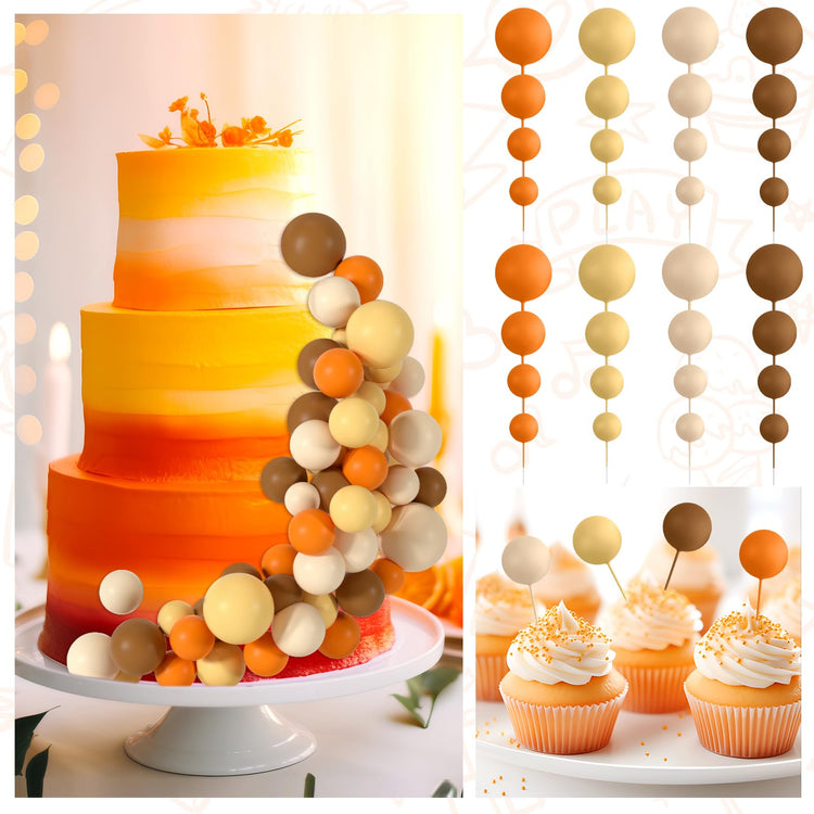48 Pcs Balls Cake Topper Decorations Balloon Cupcake Toppers Foam Cake Topper Balls Cake Balls Decorations for Birthday Party Wedding Cake Decorating (48 Count)