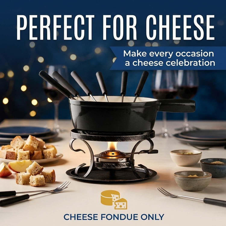 10 Piece Cast Iron Cheese Fondue Pot Set