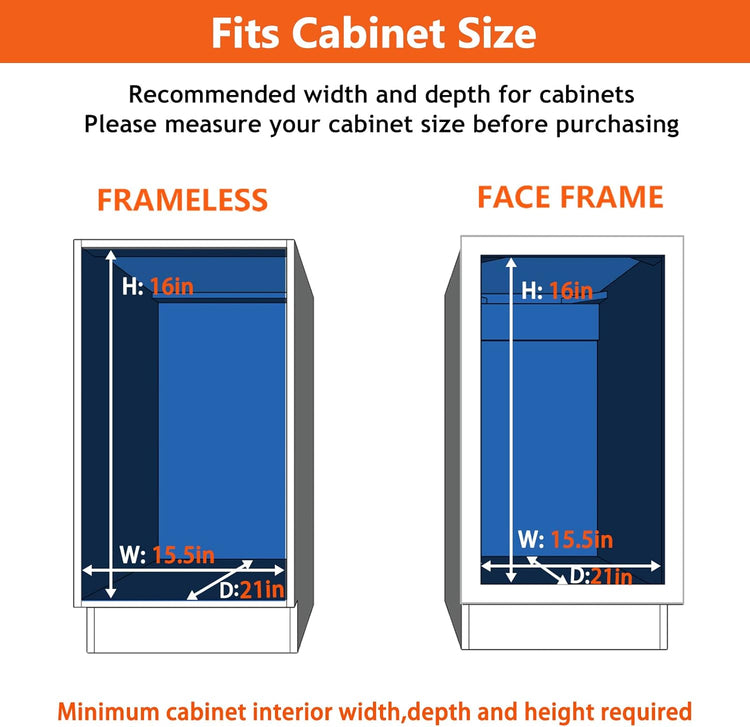 ROOMTEC Individual Pull Out Cabinet Organizer (14" W x 18" D), 2 Tier Spice Rack Organizer for Cabinet, Slide Out Drawer Pantry Shelf Organization and Storage for Kitchen Bathroom