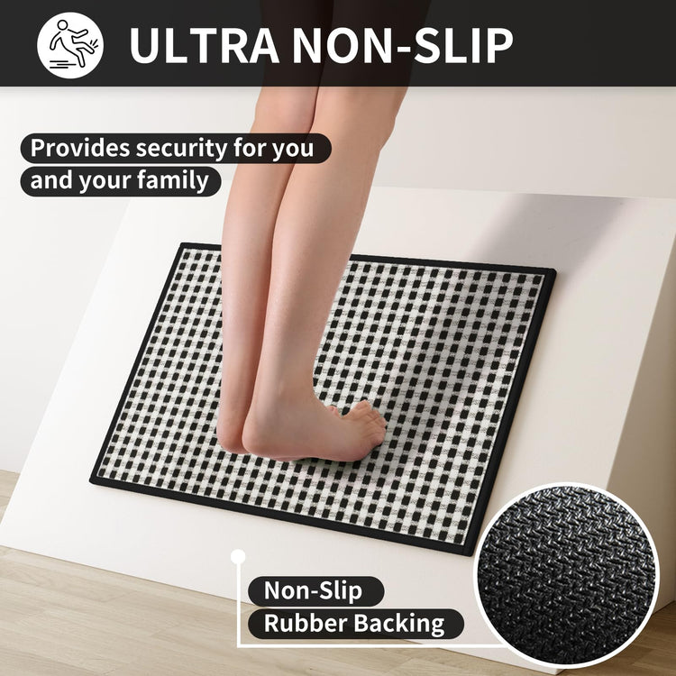 Kitchen Runner Rugs Non Slip Washable Long Kitchen Mats Black 17"x59" (7 Sq Ft)