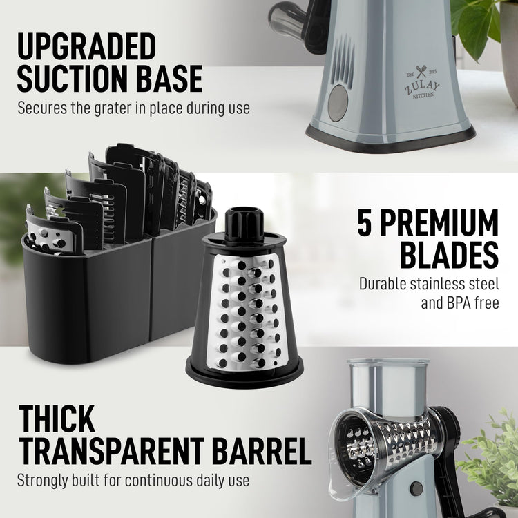 Rotary Cheese Grater 5 Blade Cheese Shredder