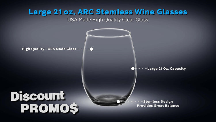 10 ARC Stemless Wine Glasses Set (10 Count)