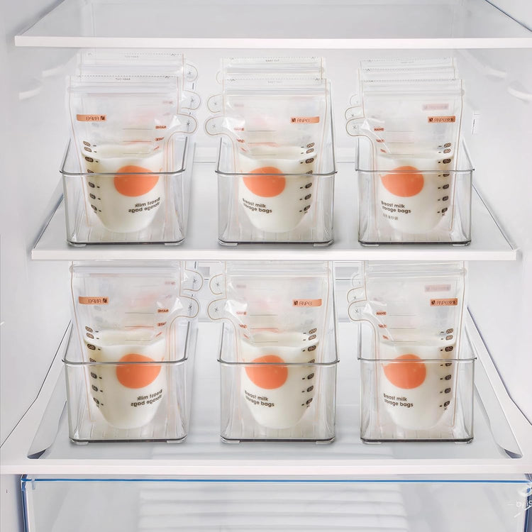 Hudgan 4 PCS Breastmilk Storage Container Set, Space-efficient for Breast Milk Storage in Fridge Freezer, Fits the Lansinoh and Medela bags