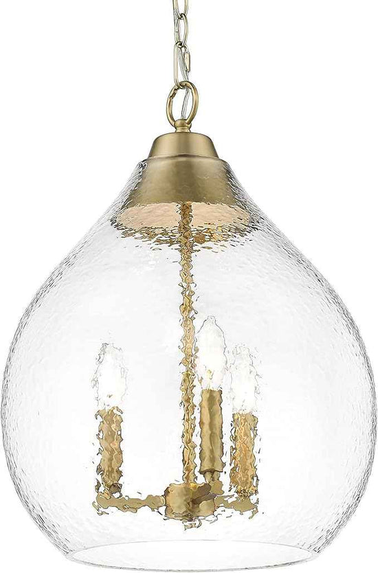 Ariella 3 Light Pendant Brushed Champagne Bronze with Hammered Clear Glass- Pendant Lights, Pendant Light, Hanging Light Fixture, Ceiling Light Fixtures, Kitchen Island Lighting