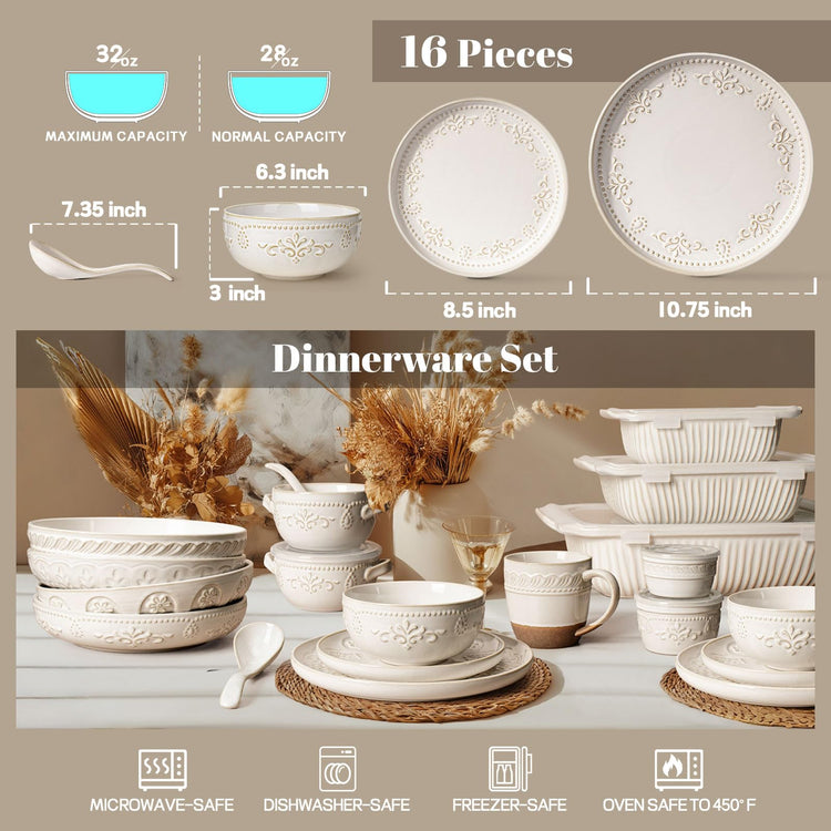 Plates And Bowls Sets (16 Count)