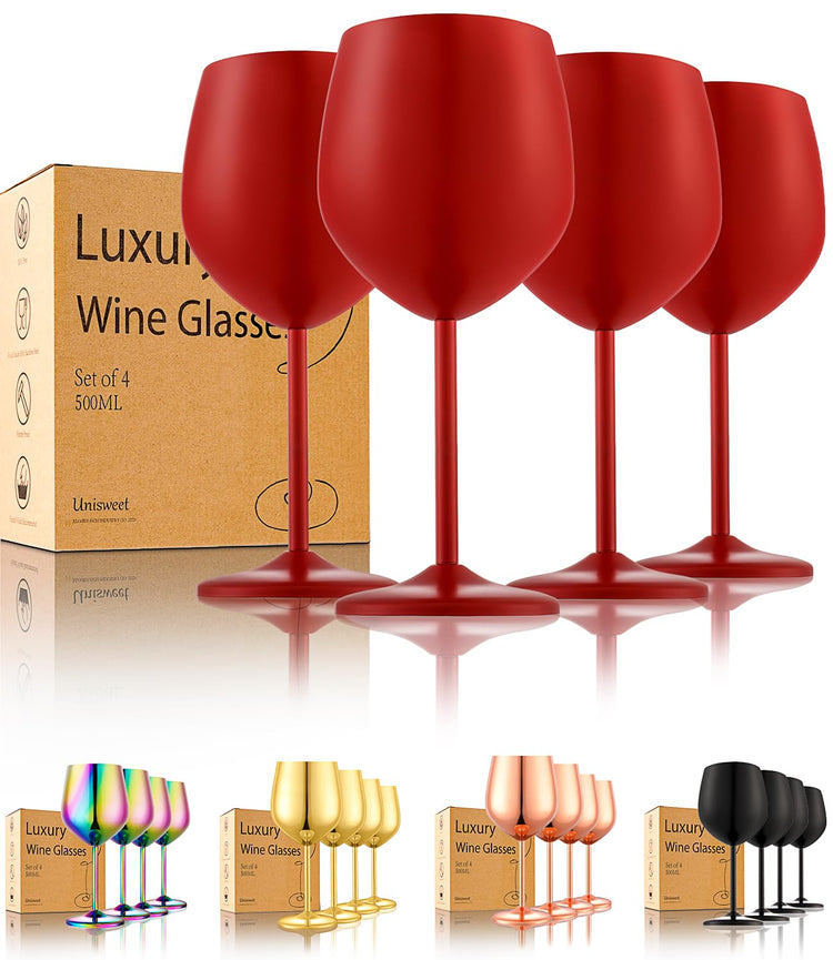 Unbreakable Stainless Steel Wine Glasses Set of 4 (4 Count)