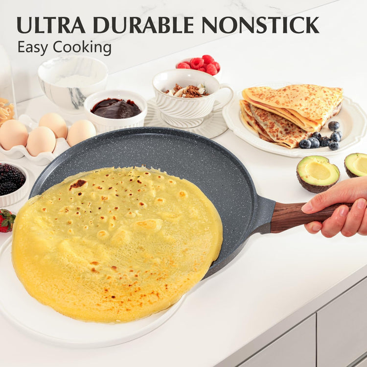 12 Inch Nonstick Crepe Pan Granite Coating Pancake Pan Gray