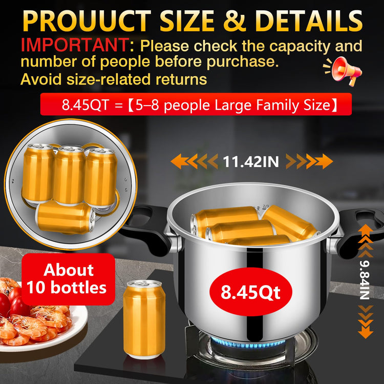 8 Quart Stainless Steel Pressure Cooker