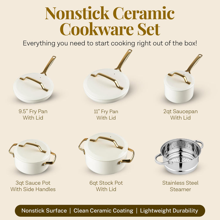 Modern 11 Pc Ceramic Cookware Set