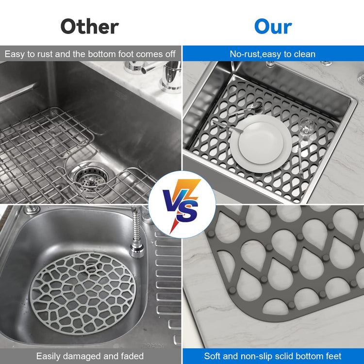 Silicone Sink Mat 2PCS TOOVEM Sink Protectors for Kitchen Sinks