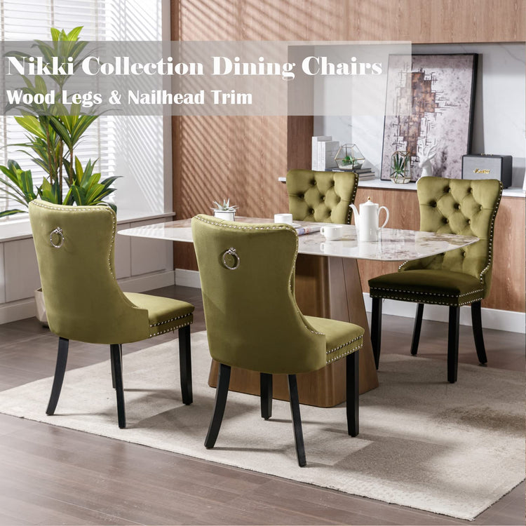 Olive Green Velvet Dining Chairs Set of 6 (6 Count)