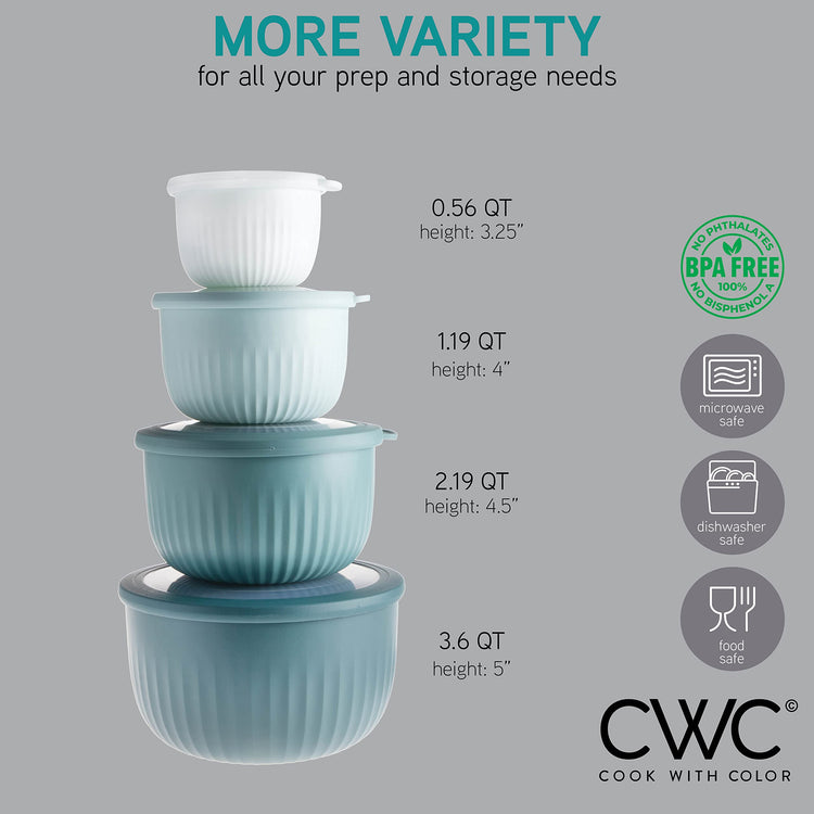 4pc Plastic Mixing Bowl Set with Lids