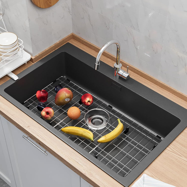 28-3/8’’ x 14-3/16’’ Stainless Steel Sink Grid, Sink Protectors for Kitchen Sink, Sink Protector with Rear Drain for Single Sink Bowl, Sink Bottom Grid, Sink Grate for Bottom with Sink Strainer