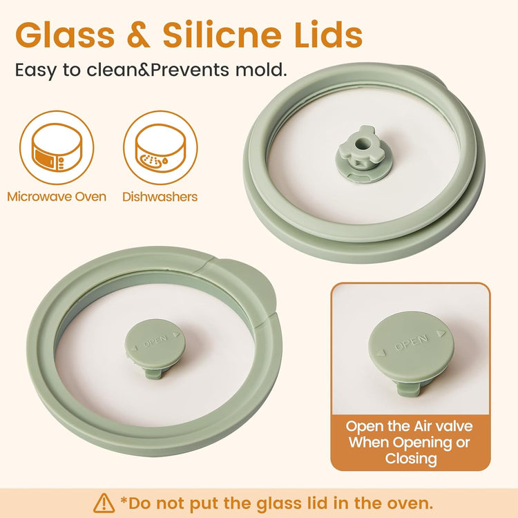 Glass Food Storage Jars with Lids[Set of 5], Perfect for Pasta, Cookies, Nuts, Coffee, Cereal, Flour, and More, Organize Your Kitchen with these BPA-Free Glass Jars with Silicone Lids