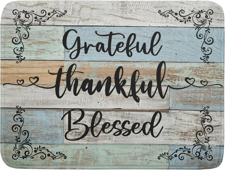 Rustic Wood Dish Drying Mat 18x24 Inch Grateful Thankful Blessed Kitchen Drainer Mats Absorbent Microfiber Rack Holder Countertop Pad
