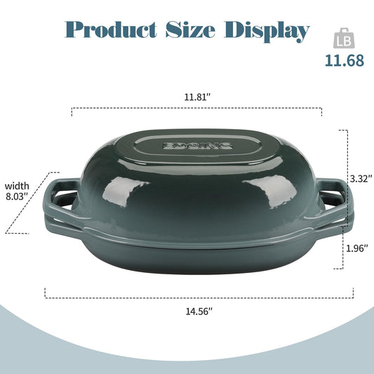 Enameled Cast Iron Oval Dutch Oven Pot with Lid
