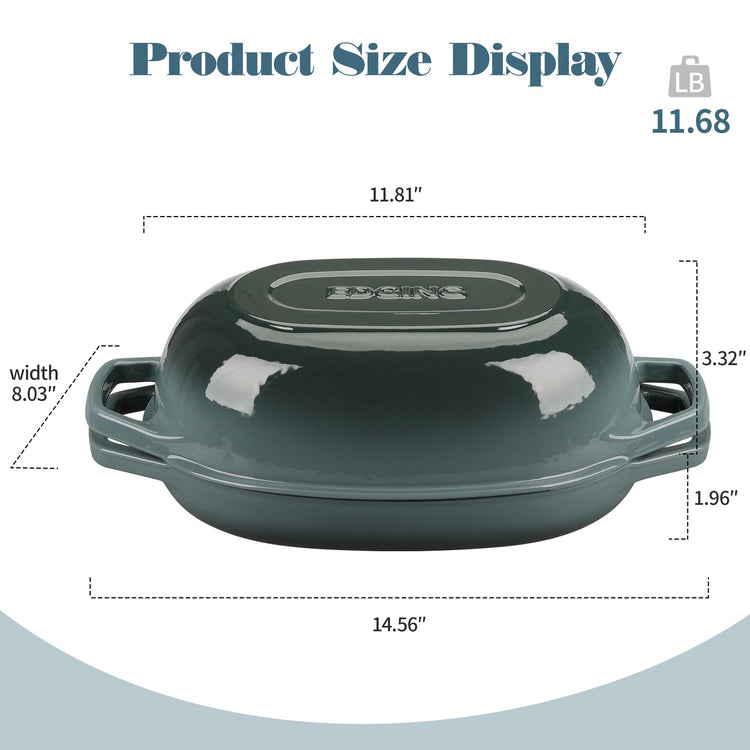 Enameled Cast Iron Oval Dutch Oven Pot with Lid